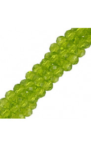 Faceted glass beads 3x2mm disc - Citrus green-pearl shine coating